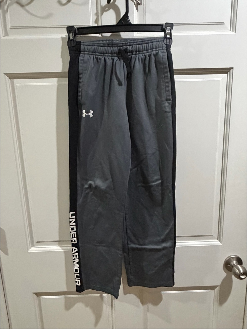 Under Armour Gray Track Pants with Black Side Panels YMD
